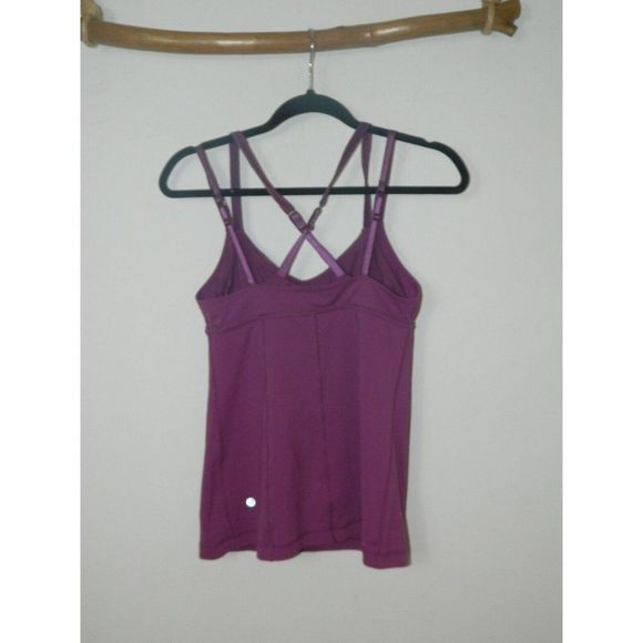 Lululemon Athletica Tank Top Women's Purple Size 8 Cross Back Built-In Bra - Picture 4 of 7